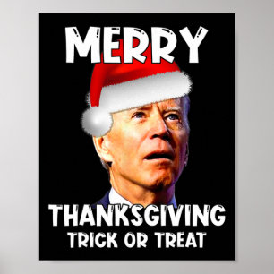 Affiche Fun Joe Biden Santa Hat Joyeux Thanksgiving Christ