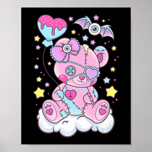 Affiche Fun Kawaii Pastel Goth mignonne Ours Déplaisant An (Devant)