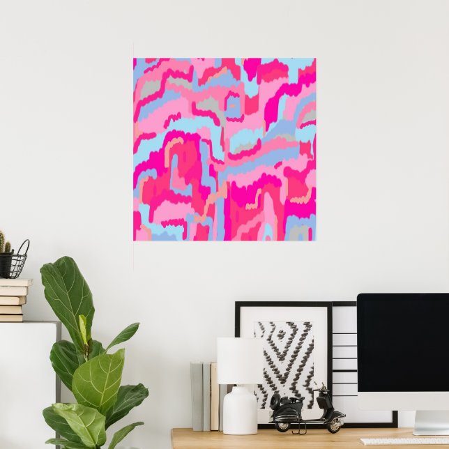 Affiche Fun Magenta Abstrait (Bureau à domicile)