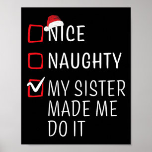Affiche Fun Naughty Nice Noël Famille Pajama Hommes Femmes