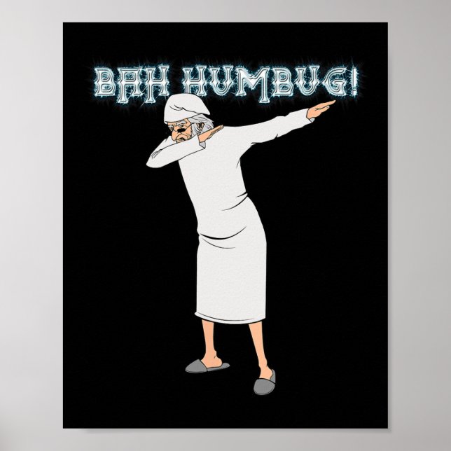Affiche Fun Noël Carol Dabbing Scrooge Nightgown Bah (Devant)