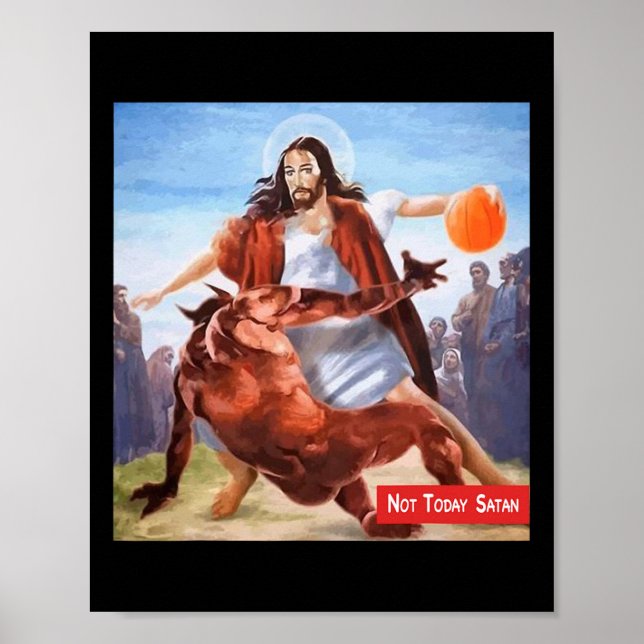 Affiche Fun Not Today Satan Jesus Crossover Bysketbyll (Devant)
