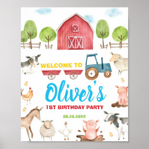 Affiche Fun Party Barnyard Farm Animaux Anniversaire Bienv