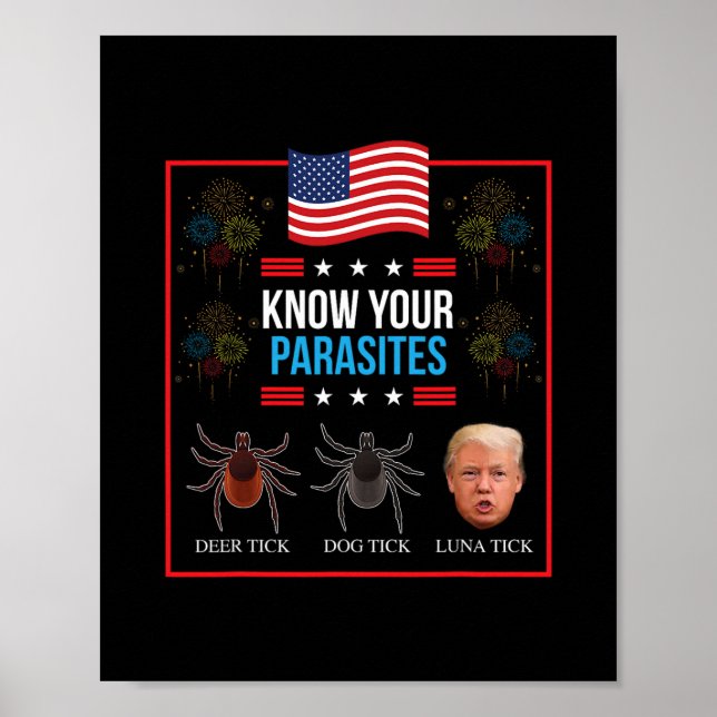 Affiche Fun Président Donald Trump Parasite Fou T Sh (Devant)