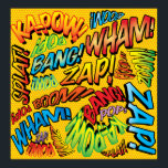 Affiche Fun Retro Comic Book pop Art Sounds<br><div class="desc">Un design amusant,  cool et tendance rétro de bande dessinée pop art inspiré de l'art qui met le wham,  zap,  pow dans votre journée. Le cadeau parfait pour les super-héros,  vos amis,  votre famille ou comme un régal pour vous-même. Conçu par ComicBookPop© à l'adresse www.zazzle.com/comicbookpop*</div>