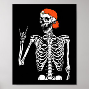 Affiche Fun Rocker Skeleton Hand Rock on Costume Halloween