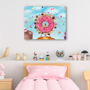 Affiche Fun Rose Doughnut Ferris Roue et Cupcakes