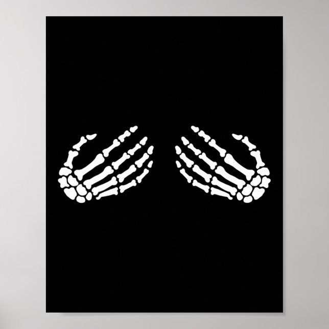 Affiche Fun Skeleton Mains Halloween FILLES Skeleton Bra (Devant)