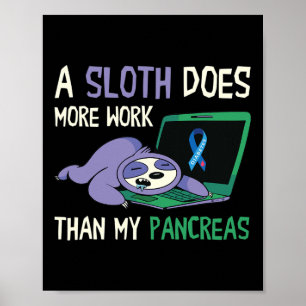 Affiche Fun Sloth Pancreas Sensibilisation au diabète Insu