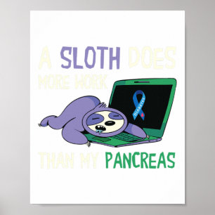 Affiche Fun Sloth Pancreas Sensibilisation au diabète Insu