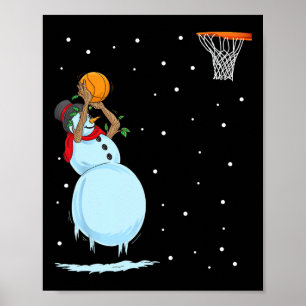 Affiche Fun Snowman Basket Noël