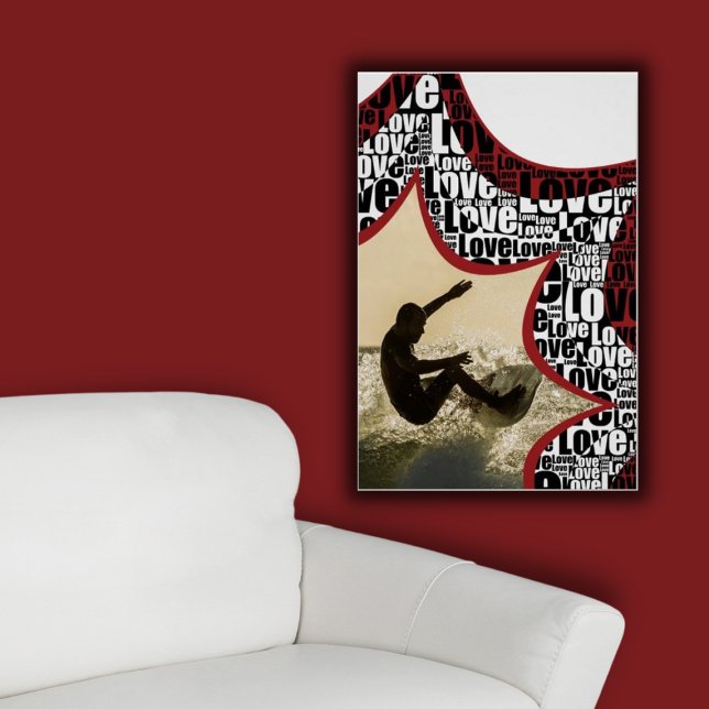 Affiche Fun Star-Burst Black & White Love Activité (Love Surfing, Custom Image Poster)