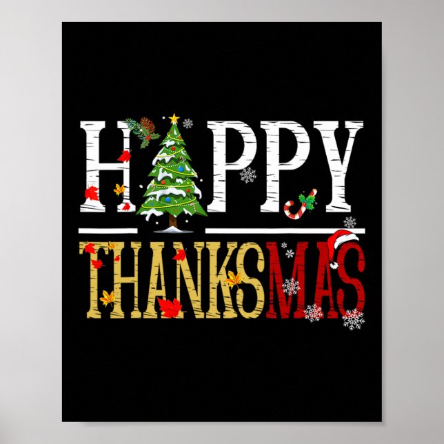 Affiche Fun Thanksgiving Christmas Happy Thanksmas  (Devant)