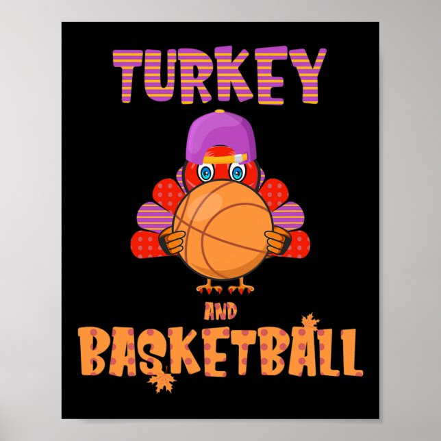 Affiche Fun Thanksgiving Turquie joue Basketball Tee Men B (Devant)