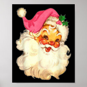 Affiche Fun Vintage Pink Santa Claus Design de Noël rose