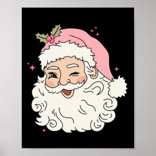 Affiche Fun Vintage Pink Santa Claus Pink Noël Hommes de N