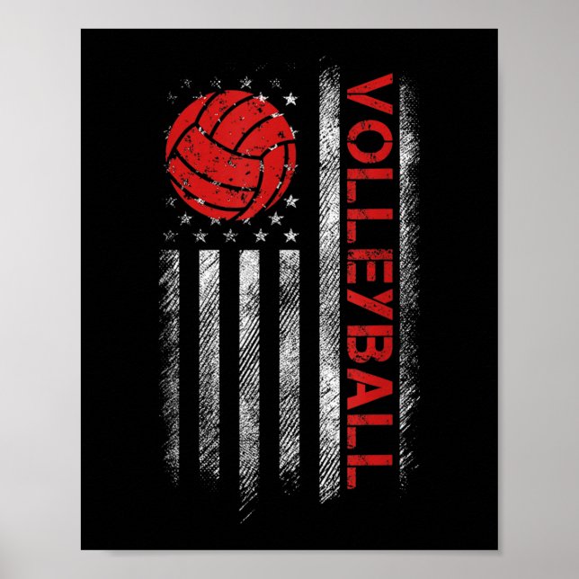 Affiche Fun Volleyball Design Pour Hommes Femmes USA Patri (Devant)