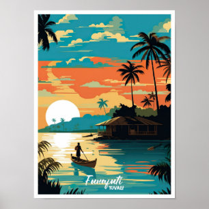 Affiche Funafuti Tuvalu Vintage voyage d'art Illustration