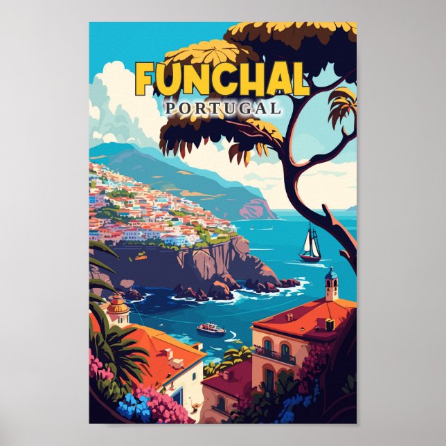 Affiche Funchal Portugal Travel Art Vintage (Devant)