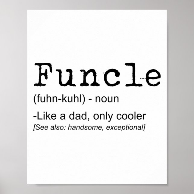 Affiche Funcle Définition Drôle Joke Don Pour Oncle_1 (Devant)