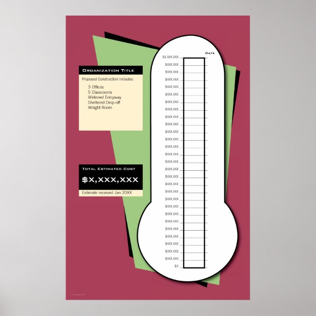 Affiche Fundraising Thermometer Including Date Column (Devant)