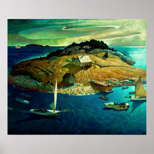 Affiche Funérailles de l'île par Newell Convers Wyeth