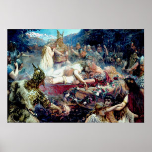 Affiche Funérailles d'un guerrier viking Sigurd et Brynhil