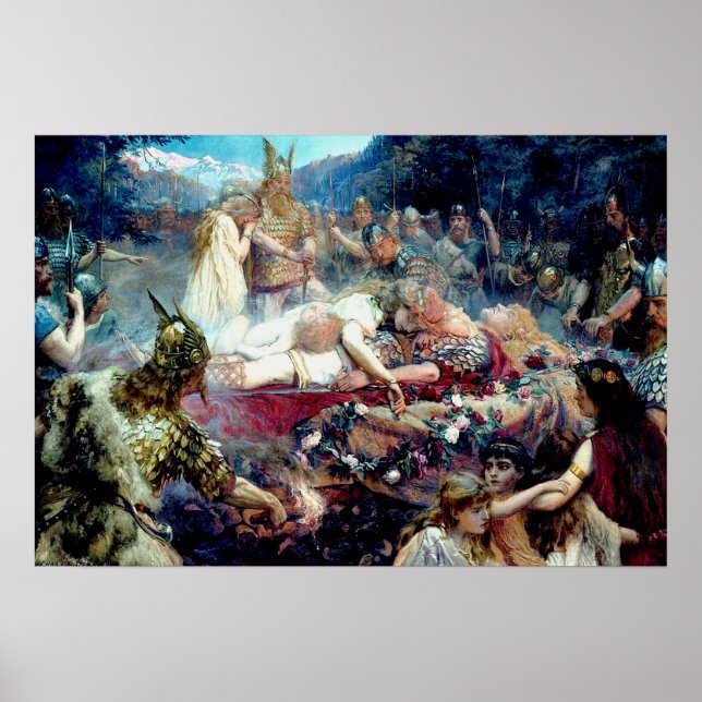 Affiche Funérailles d'un guerrier viking Sigurd et Brynhil (Devant)
