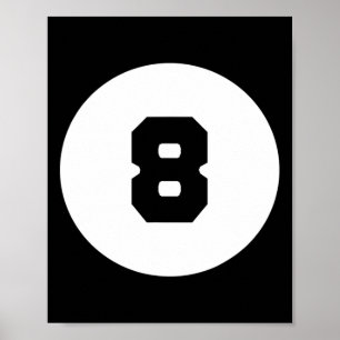 Affiche Funky 8 Ball Magic Huit Ball Billard Pool Noir
