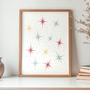 Affiche Funky Atomic Starburst Mid Century Pattern