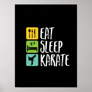 Affiche Funky Black Belt Martial Arts Mange Sleep Karate