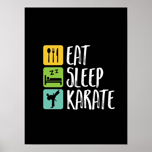 Affiche Funky Black Belt Martial Arts Mange Sleep Karate (Devant)