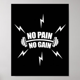 Affiche Funky Bodybuilding no Pain No Gain' With Dumbbell