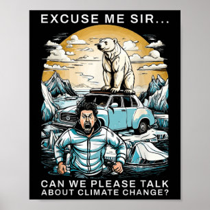 Affiche Funky Changement Climatique Ours Polaire De l'envi