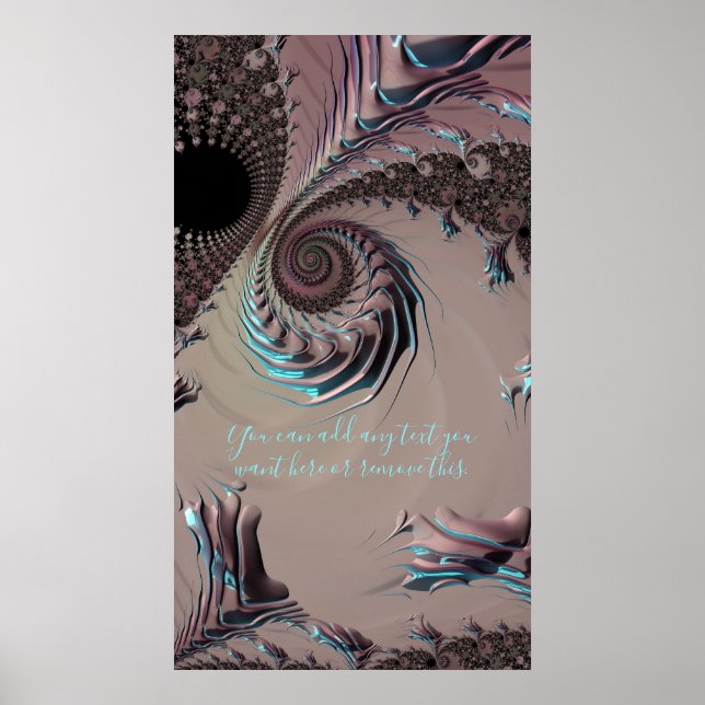 Affiche Funky Edgy Metallic Fractal Abstrait Ajouter un de (Devant)