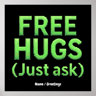 Affiche Funky Free Hugs Posez-Vous Simplement À La Famille