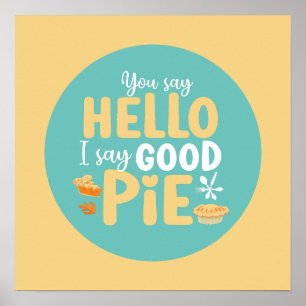 Affiche Funky Hello Good Pie Pastel Cuisine Typographie Ar