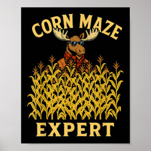Affiche Funky Moose Corn Maze Expert Fall Kids Halloween R