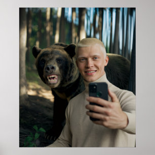 Affiche Funky Ours Selfie Photo Personnalisée OEuvre mural