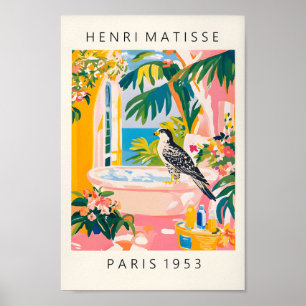 Affiche Funky Peregrine Falcon Art, Floral Bathroom Print,