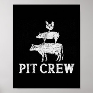 Affiche Funky Pit Crew Grilling Fumer Porc De Poulet B