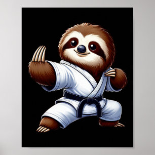 Affiche Funky Sloth Karate Martial Arts Japonais Martial A