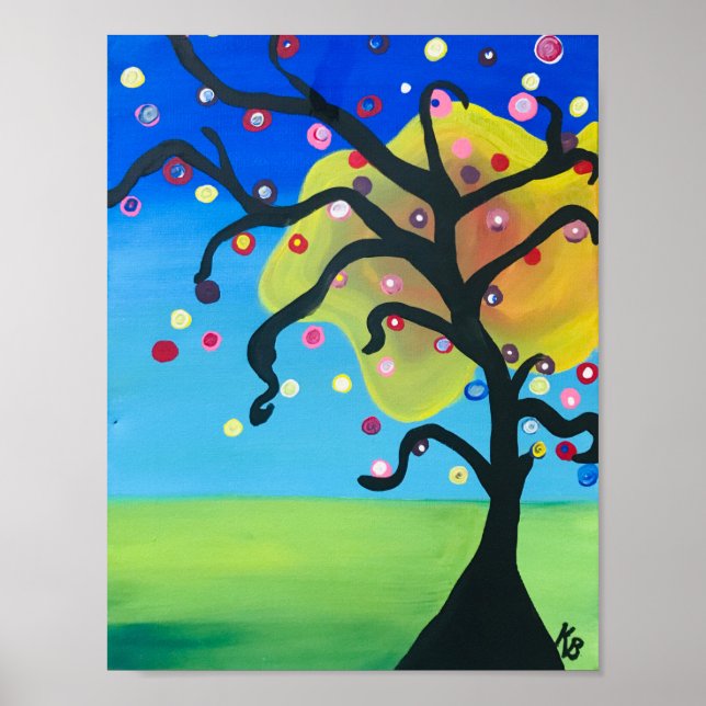 Affiche Funky Tree Of Life Peinture Acrylique (Devant)