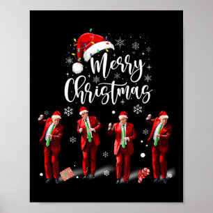Affiche Funky Trump Dance Santa Claus Joyeux Noël