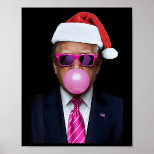 Affiche Funky Trump rose bulle gomme Noël Noël Noël