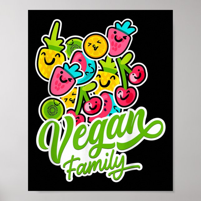 Affiche Funky Végétarien Cool Veggie Fruits Veganism World (Devant)