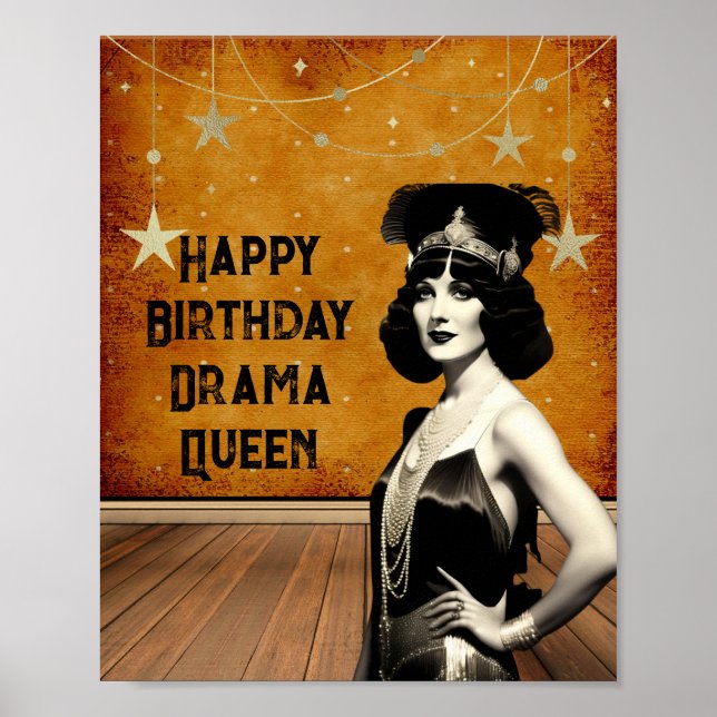 Affiche Funky Vintage Drama Queen Anniversaire (Devant)
