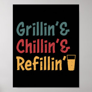 Affiche Funky Vintage Grill Papa - Grillades Recharge de r