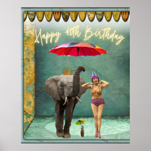 Affiche Funky Vintage Party fille 40e anniversaire