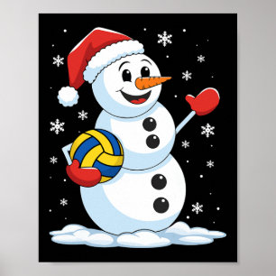 Affiche Funky Volleyball Snowman Christmas Volleyball Play